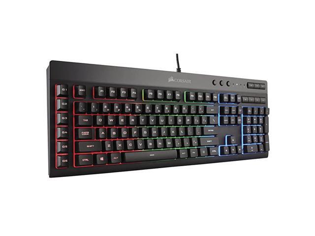 K55 RGB Gaming Keyboard Quiet Satisfying LED Backlit Keys Media Controls Wrist Rest Included Onboard Macro Recording Renewed