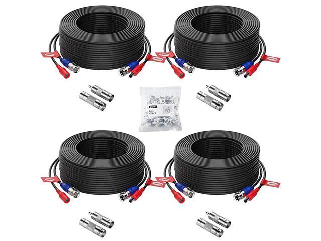 4 Pack 100ft 30 Meters 2in1 Video Power Cable BNC Extension Surveillance Camera Cables for Video Security Systems Included 4X BNC Connectors and 4X