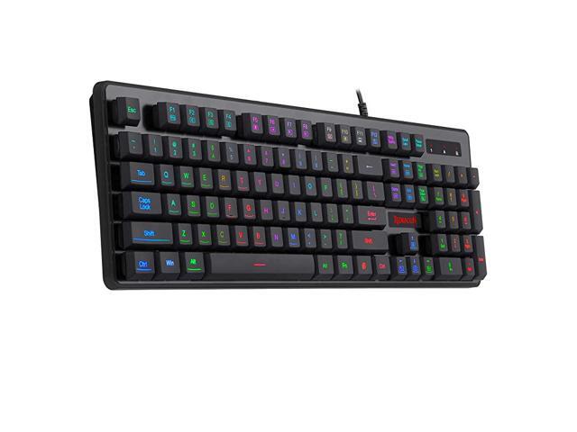 K509RGB PC Gaming Keyboard 104 Key Quiet Low Profile RGB Keyboard Backlit Dyaus Mechanical Feel Keyboard for Windows PC Without Edge Side Light