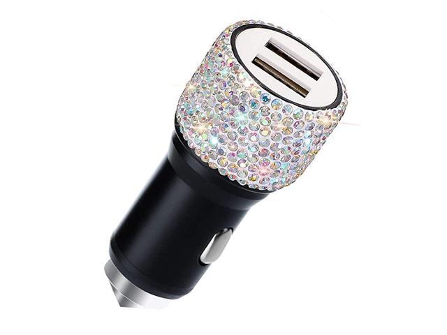 Dual USB Car Charger Car Adapter Bling Bling Rhinestones Crystal Car Decorations for Fast Charging Car Decors for iPhone Xs Max X Plus iPad ProMini
