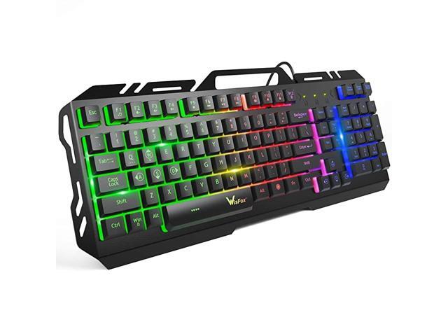 Gaming Keyboard Colorful Rainbow LED Backlit Wired Computer Gaming Keyboard with 104 Keys USB Wired Keyboard and SpillResistant for Windows PC