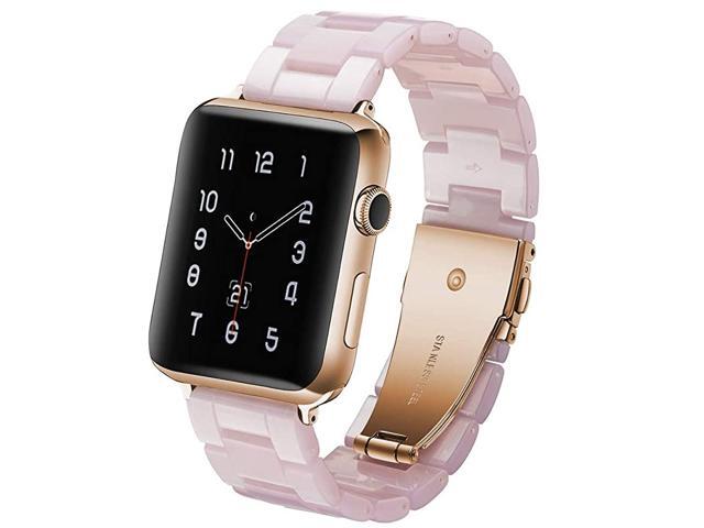 Resin Watch Band for 42mm 44mm Apple Watch Series 5 4 3 2 1 with Stainless Steel Buckles Fashion Lightweight Sport Smart Watch Wristband Strap for