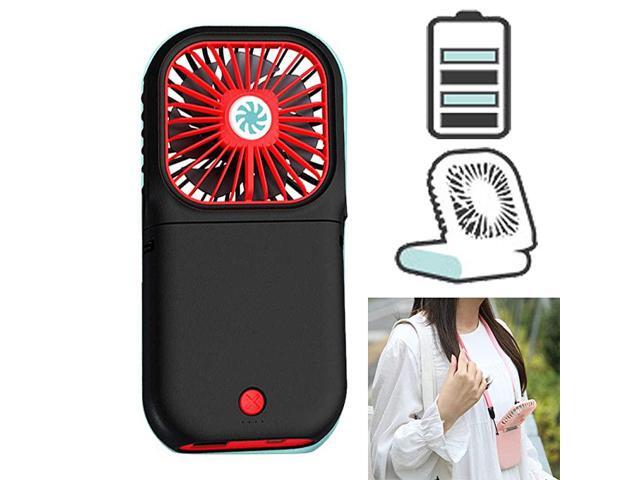 Powerbank Mini USB Fan Handheld Rechargeable Fan Handsfree Necklace Fan for Travel 3 Speed Portable Foldable Table Fan Cute Personal Fan for