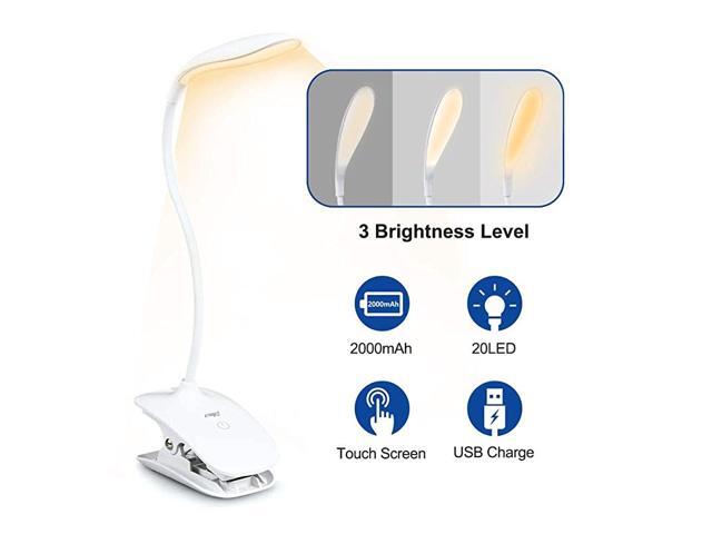 on Light Reading Lights20 LED USB Book Clamp Light with 3 Brightness Dimmer360° Flexible Lamp 2000mAh Reading LightEye Protection Kids Desk