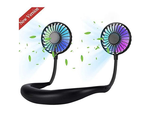 Neck Fan Portable USB Rechargeable LED Fan Hand Free Personal Wearable Fan with Aromatherapy Headphone Design Cooler Fan for Sport Office Home