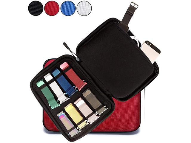 Smart Watch Bands Travel Carrying CaseFolder Organizer for Apple Watch Bands Stores 1224 Straps Extra Pocket for Additional Storage Red