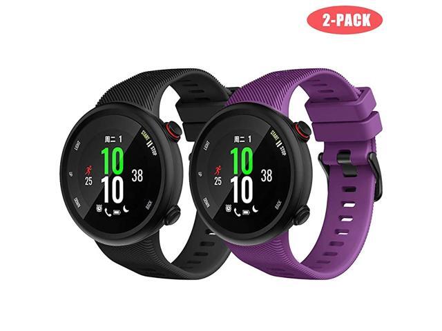 2 Pack Silicone Bands Compatible with Forerunner 45 Watch Bands Sport Band Replacement Band Adjustable Soft Silicone Watch Strap Fitness Wristband