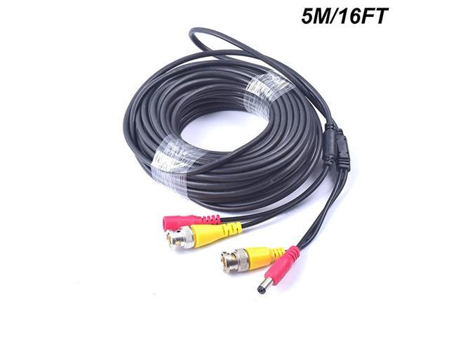 16FT 5M PreMade 2in1 BNC Video + Power DC Extension Cable for CCTV Security Camera Home Surveillance ClosedCircuit TV System