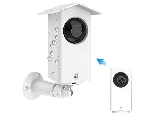 Real Water Resistant Protective Case + Metal Wall Mount Bracket for Wyze cam panSuitable for Indoor and Outdoor UseMounting Kit White