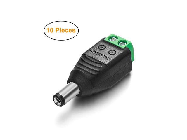 10 x Male 12V DC Power Connector 55mm x 21mm 24V Power Jack Socket for Led Strip CCTV Security Camera Cable Wire Ends 10Pcs Plug Barrel Adapter