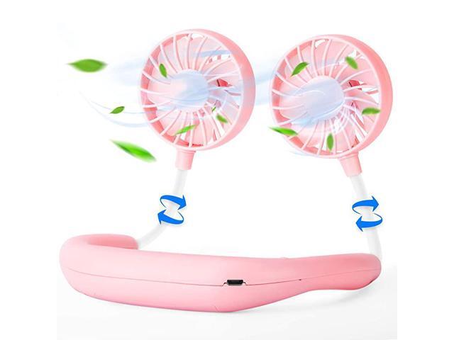 Neck Fan Hand Free Personal Mini Fans USB Rechargeable360 Degree Free Rotation for Traveling Sports Office Reading 3 Speed Adjustable Headphone