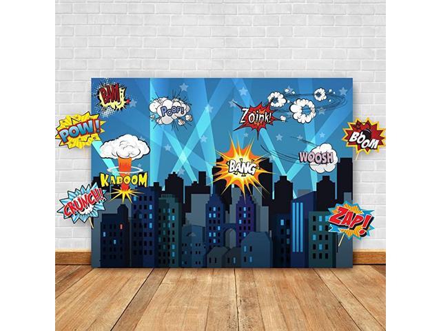 Superhero Cityscape Photography Backdrop and Studio Props DIY Kit Great as Super Hero City Photo Booth Background Birthday Party and Event Decoration