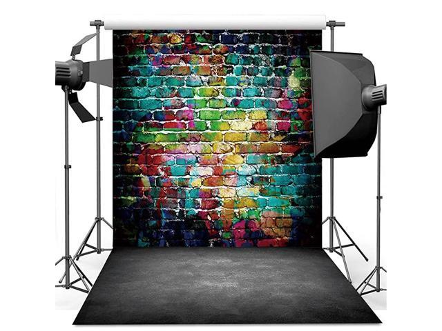 Graffiti Photography Backdrop 6x8 ft Colorful Brick Wall Vintage Cement Floor Backdrop for Studio Props Photo Background Q0010608
