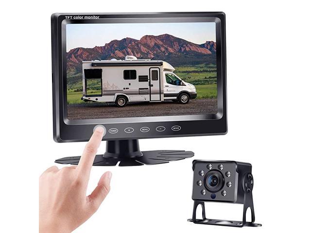 AHD Backup Camera Kit with 7 Inch Touch Key Screen for TrucksTrailersTractorsVansCampersMotorhomes Single Power Rear View SystemIP69K Waterproof