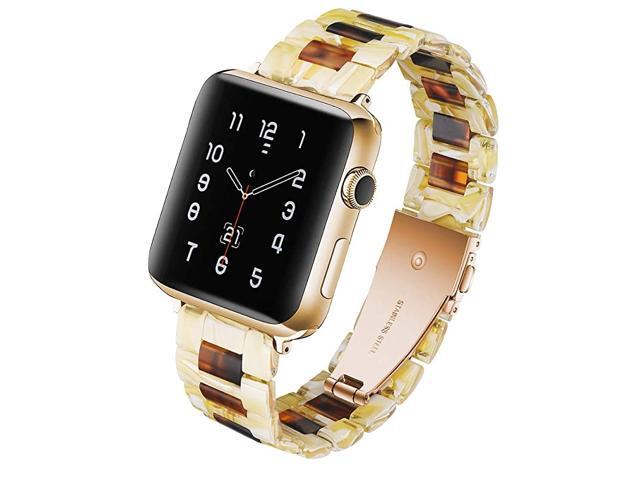 Resin Watch Band for 42mm 44mm Apple Watch Series 5 4 3 2 1 with Stainless Steel Buckles Fashion Lightweight Sport Smart Watch Wristband Strap for