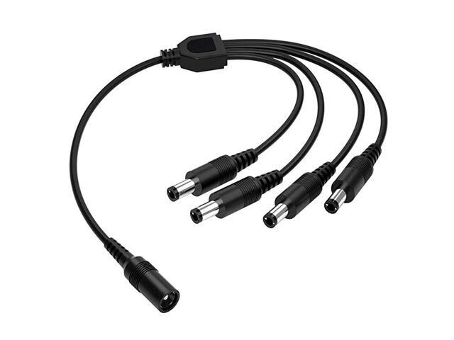 DC 1 Female to 4 Male Output Power Splitter Cable CordY Splitter Adapter Wire4 Way YCable 55mm x 21mm for CCTV Cameras DVR LED Light Strip