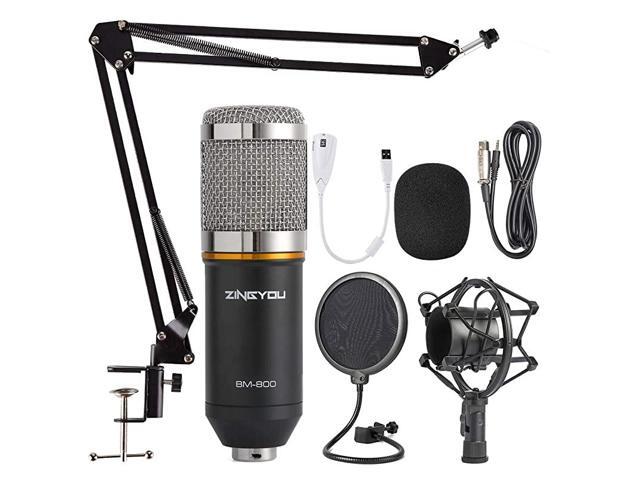 Condenser Microphone Bundle BM800 Mic Kit with Adjustable Mic Suspension Scissor Arm Shock Mount and DoubleLayer Pop Filter for Studio Recording
