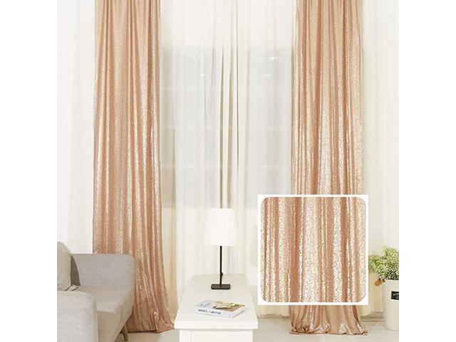 Weddings Party Decoration Sequin Backdrop Window Curtain for Wedding Champagne 2Ft Width8Ft High 2 Panel