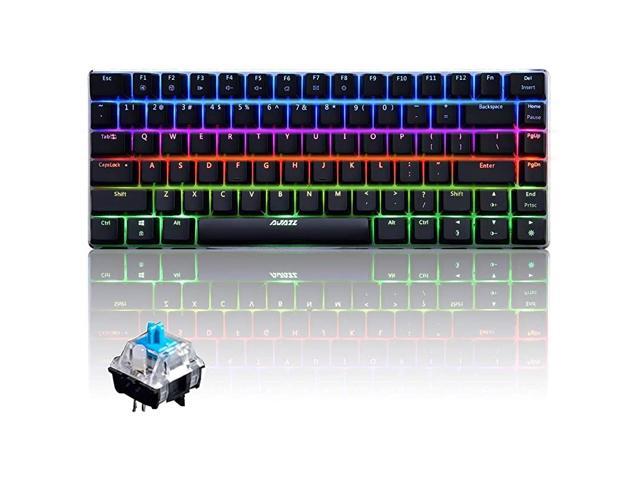 Wired Mechanical KeyboardAjazz AK33 82 Keys Compact Computer Gaming Keyboard with 20 LED Backlit Modes Blue Equivalent Switches for Windows PC