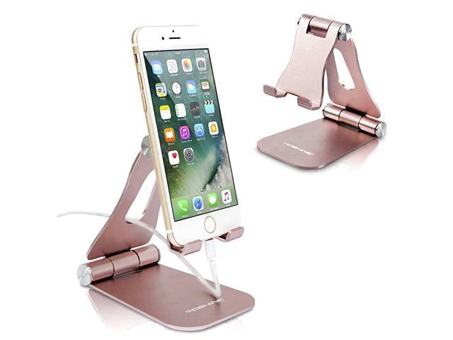 Latest Version Foldable Cell Phone Holder Adjustable Cell Phone Stands Tablet Stand Solid Aluminum Stand Charging Dock for All Smart Phones and
