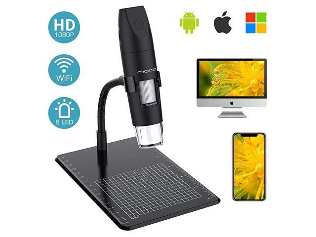WiFi USB Digital Microscope 1080P HD 2MP Camera 50x to 1000x Magnification Mini Pocket Handheld Wireless Endoscope 8 LED Arm Stand Compatible with