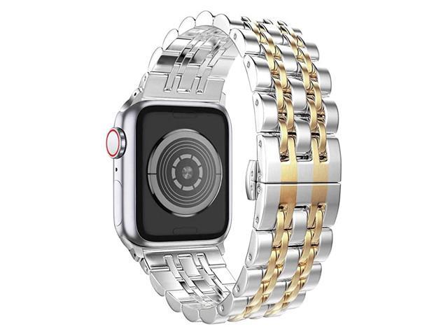 Compatible with Apple Watch Bands Series 6 SE 5 4 40mm 44mm Series 3 2 1 38mm 42mm for Women MenGold Stainless Steel Band for iWatch Business
