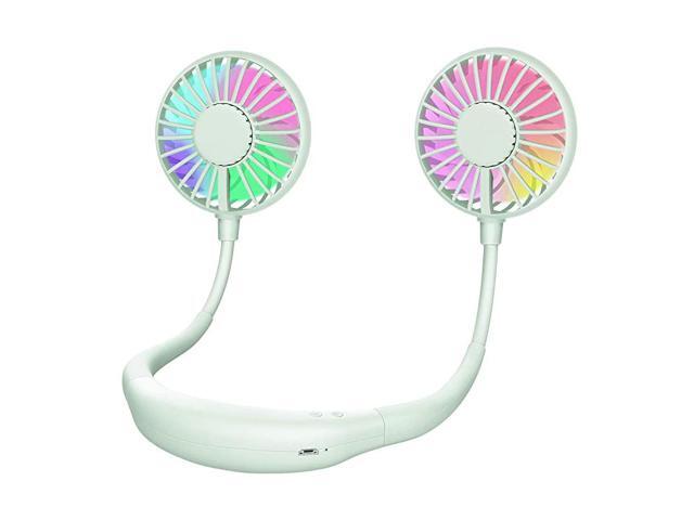 Portable Personal Fan Hand Free Small USB Mini Neck Fan with 2000mAh Rechargeable Battery 2 modes LED Light 3 Speeds and 360 Degree Adjustment Head