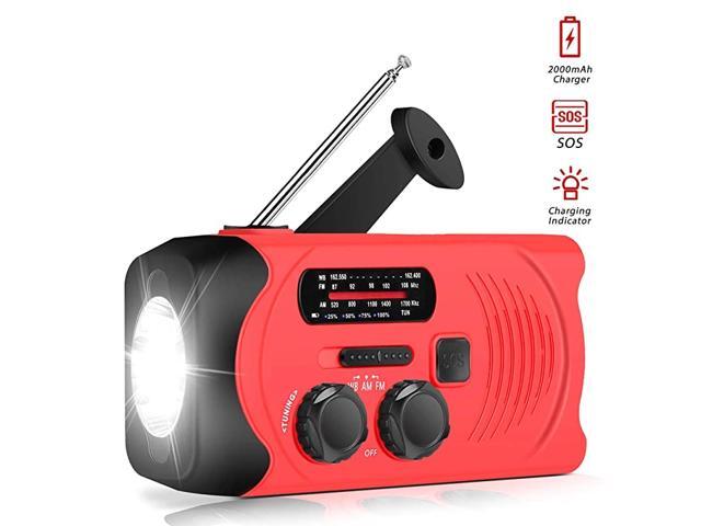 Upgraded Version Emergency Weather AMFM NOAA Solar Powered Wind up Radio with SOS 2000mAh Power Bank for Cell Phone and LED FlashlightOrange