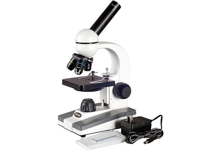 M148C Compound Monocular Microscope WF10x and WF25x Eyepieces 40x1000x Magnification LED Illumination Brightfield SingleLens Condenser Plain Stage