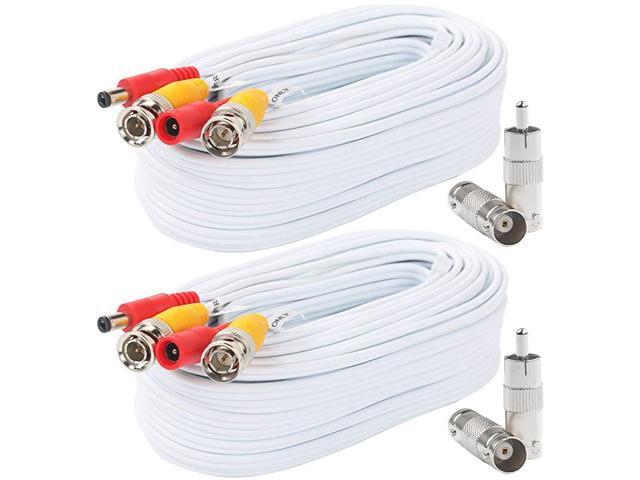 BNC Video Power Cable 2 Pack 30 Feet PreMade AllinOne Video Security Camera Cable Wire with Four Connectors for CCTV DVR Surveillance System