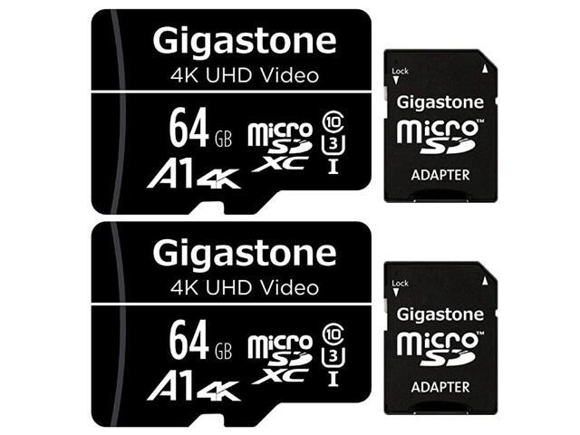 64GB 2Pack Micro SD Card 4K UHD Video Surveillance Security Cam Action Camera Drone Professional 90MBs Micro SDXC UHSI A1 Class 10