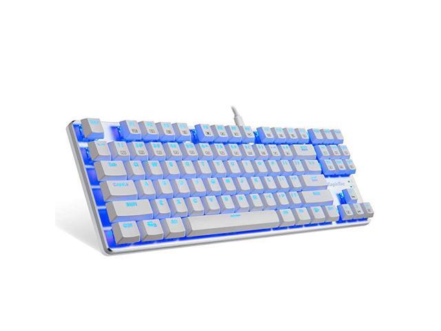 KG061BR Blue LED Backlit Mechanical Gaming Keyboard Low Profile Mechanical Gamers Keyboard 87 Key Mechanical Computer USB Gaming Keyboard for PC