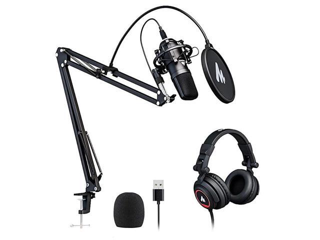 USB Microphone with Studio Headphone Set 192kHz24 bit AUA04H Vocal Condenser Cardioid Podcast Mic Compatible with Mac and Windows YouTube Gaming