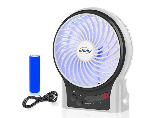 3 Speeds Mini Desk Fan Rechargeable Battery Operated Fan with LED Light and 2200mAh Battery Portable USB Fan Quiet for Home Office Travel Camping