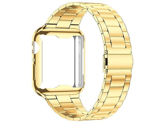 Compatible with Apple Watch Band 42mm 44mm 38mm 40mm with Case Upgraded Business Stainless Steel Band with Screen Protector Cover for iWatch Series