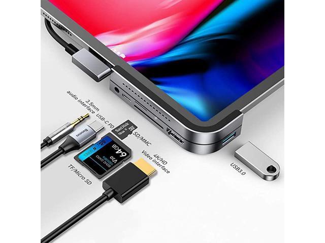 iPad Pro USB C Hub 6in1 Adapter for iPad Pro 2018 2020 12911 inch Docking Station with 4K HDMI USBC PD Charging SDMicro Card Reader USB 30 35mm