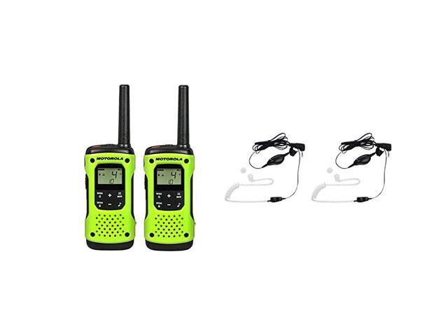 T600 Talkabout Radio 2 Pack Bundle with 1518 Surveillance Headset with PTT Mic Black White