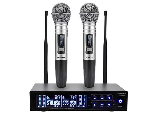 Wireless Microphone System 100 Channel Dual UHF Metal Cordless Handheld Mic Set with 200ft Long Range Professional Performance for
