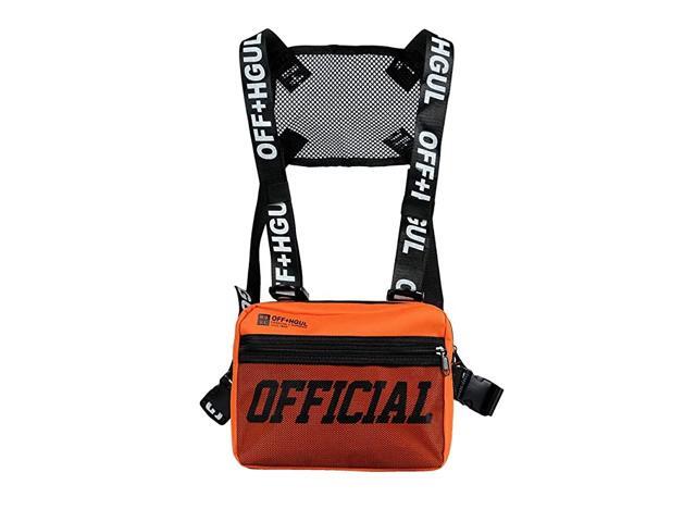 Chest Rig Bag Adjustable Shoulder Pack Walkie Talkie Harness Radio Holster Holder for Men Women Orange