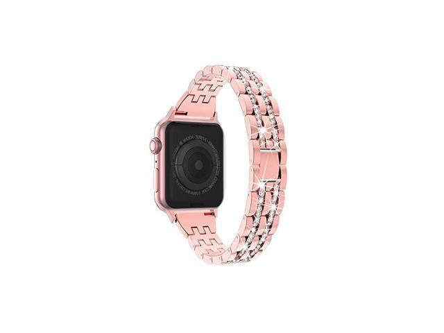 Compatible with Apple Watch Band 38mm 40mm 42mm 44mm for Women Rhinestone Metal Jewelry Wristband Strap Replacement for iWatch Bracelet SE Series
