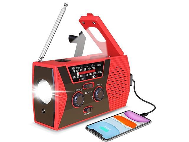 Emergency Solar Hand Crank Radio 2020 Upgrade NOAAAMFM Portable Weather Radio with LED Flashlight Reading Lamp 2000mAh Power Bank and SOS Alarm for