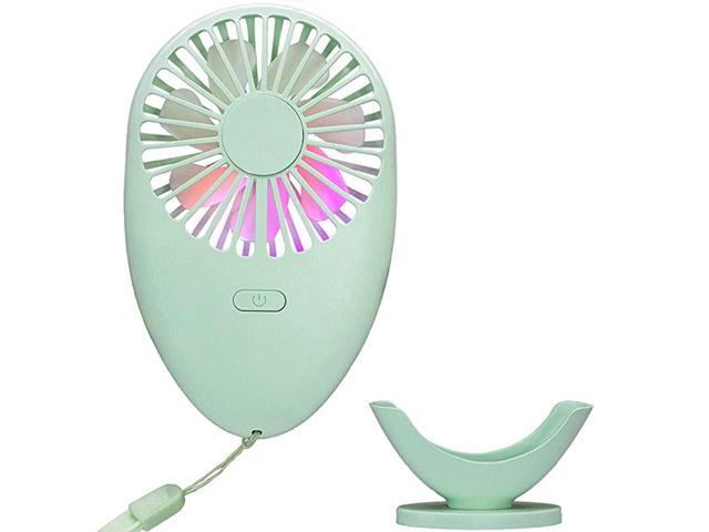 Personal Fan Hand Fan Necklace Fan Desk Fan Portable 7 Color LED Travel Fan 2 Speed USB Rechargeable for Women Men Kids Outdoor Green