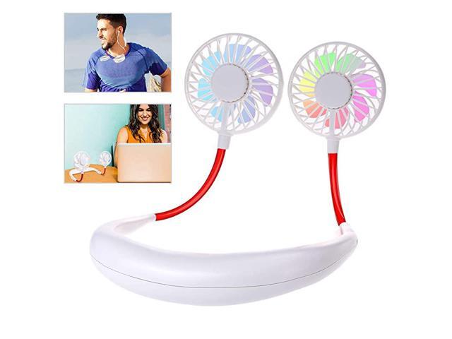 Neck Fan Portable Neckband Fan USB Charging Hand Free Personal Mini Sport Fan Rechargeable with 3 Speeds Adjustable and LED Light for Sports Travel