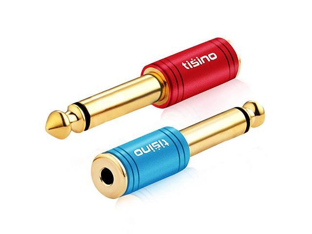 14 Mono to 35mm Stereo Adapter Gold Plated 635mm TS Male Plug to 18 inch TRS Female Audio Connector 2 Pack