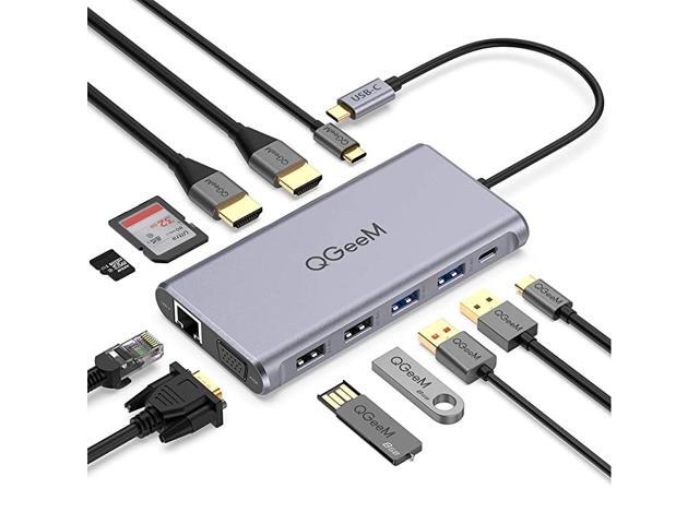 USB C Hub 12 in 1 Triple Display HubUSB C Docking Station with 4K Dual HDMI 1080P VGA100W PD EthernetUSB C to USB 30 Card Reader USBC Data