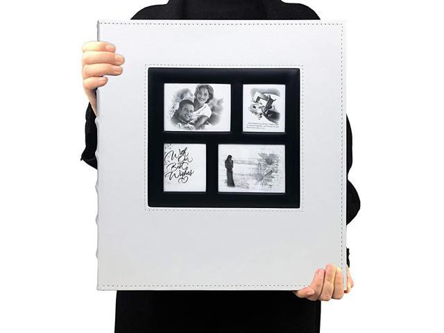 Photo Albums 4x6 Hold 600 Photos Black Pages Large Capacity Leather Cover Wedding Family Photo Album Books Horizontal and Vertical Photos White