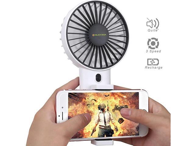 Fanwith Cell Phone HolderAjustable Angle Wind SmallMini USB Fan Portable Personal Desk Desktop Fan 3 Speed Rechargeable Battery Up to 7 Hours for