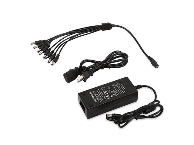 Security Camera Power Supply Adapter 12V 25A 100V240V AC to DC with 4Way Power Splitter Cable Fits CCTV DVR NVR Surveillance System