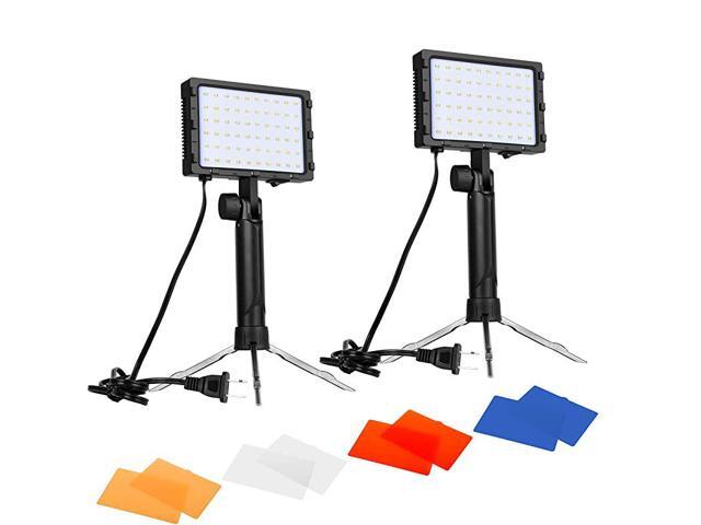 60 LED Continuous Portable Photography Lighting Kit for Table Top Photo Video Studio Light Lamp with Color Filters 2 Packs