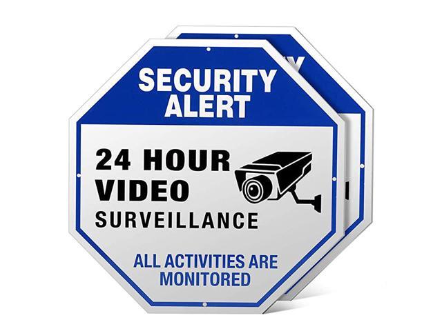 Surveillance Signs Outdoor 12 x 12 Aluminum Rust Free Security Signs for Property Metal Warning Sign for Home Business CCTV Security Camera 2 PackBlue